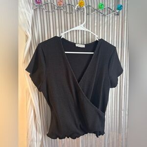 Black Faux wrap top NWOT